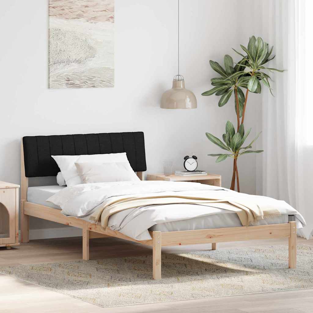 Bed frame Brown and black 100 x 200 cm Solid pine wood