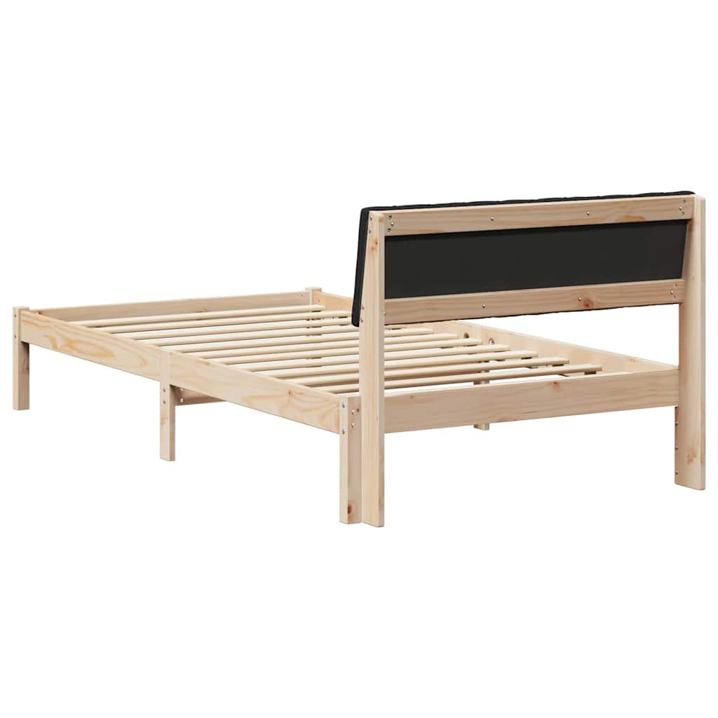Bed frame Brown and black 100 x 200 cm Solid pine wood