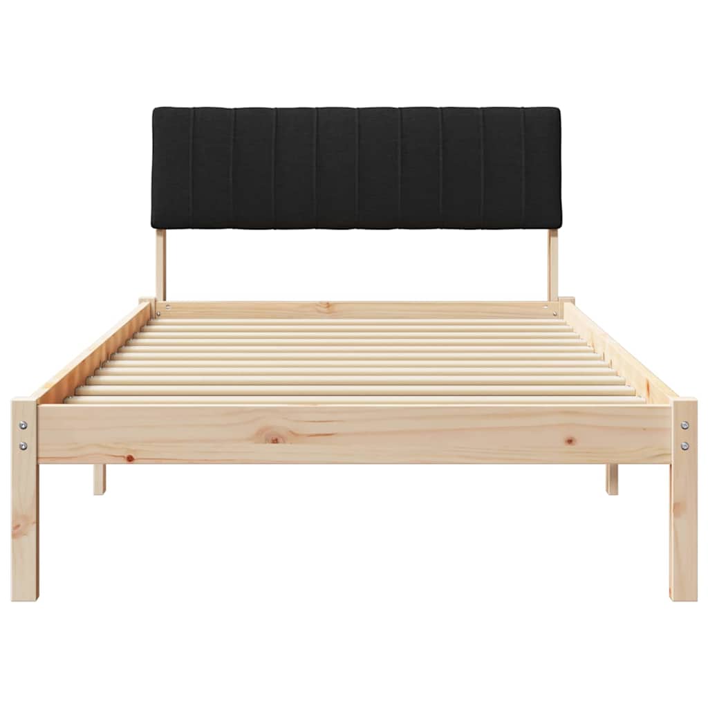 Bed frame Brown and black 100 x 200 cm Solid pine wood
