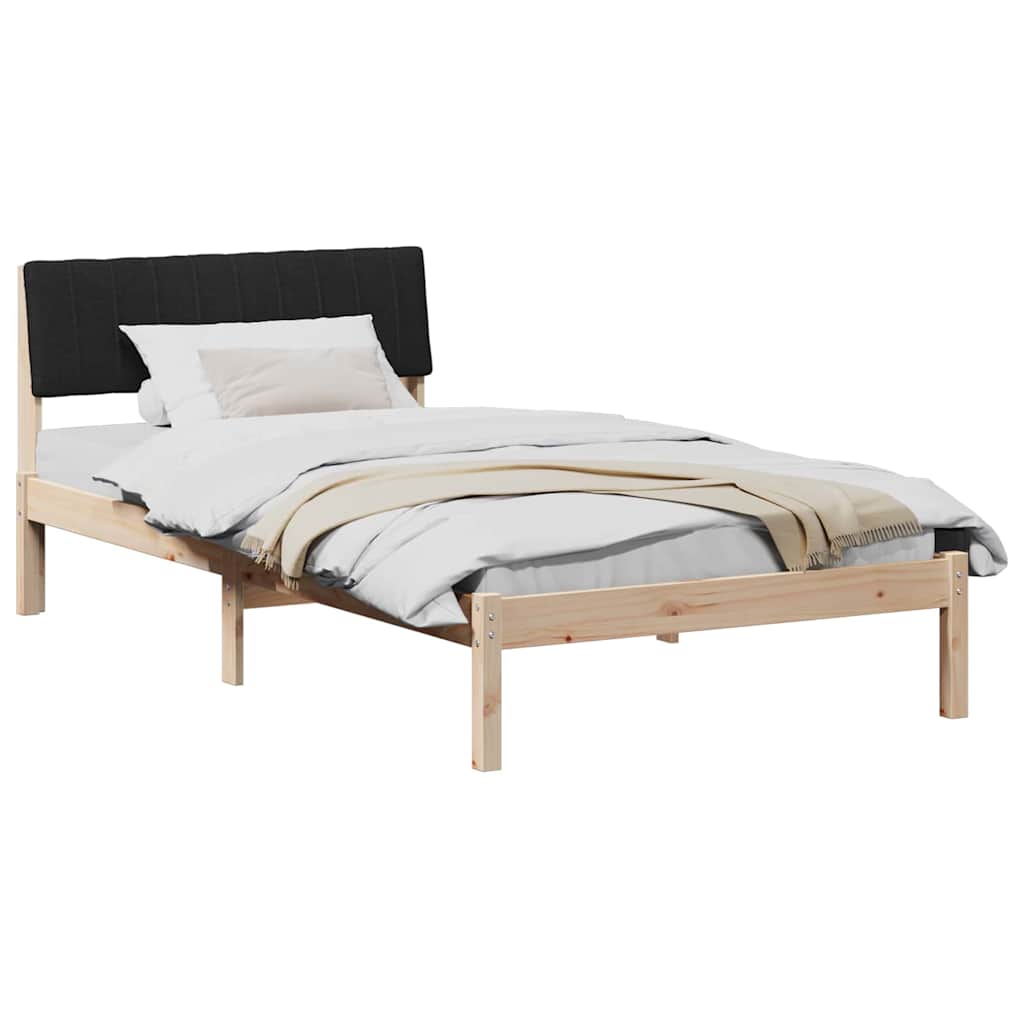 Bed frame Brown and black 100 x 200 cm Solid pine wood