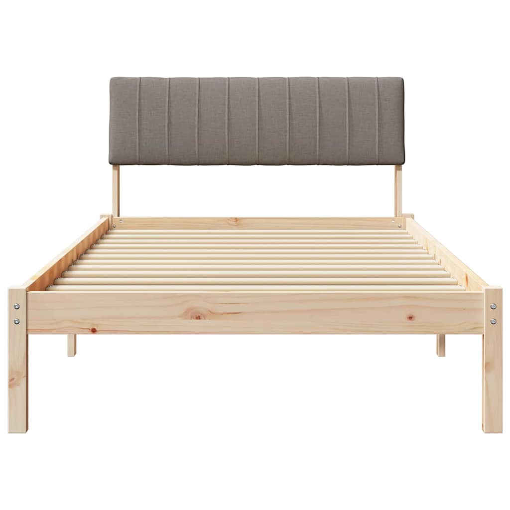 Bed frame Brown and taupe 100 x 200 cm Solid pine wood
