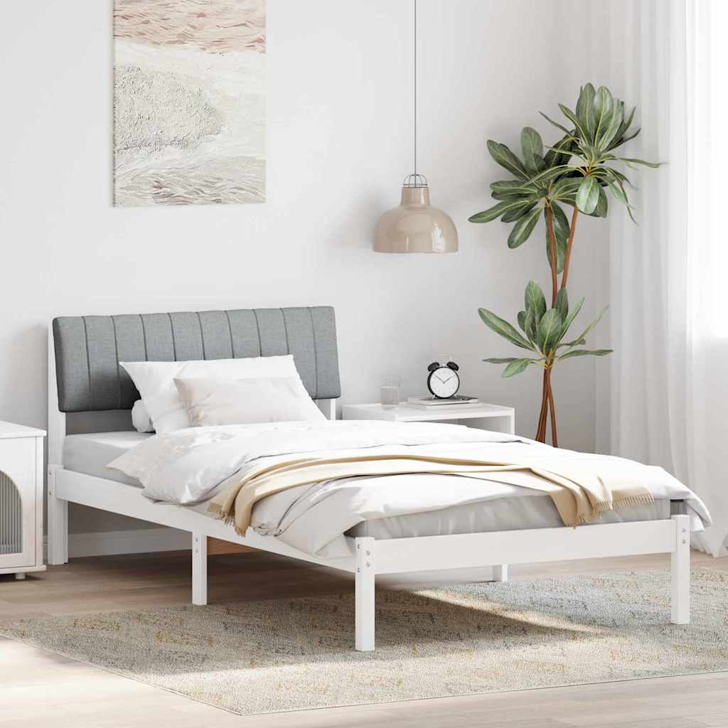 Bed frame White and light grey 100 x 200 cm Solid pine wood
