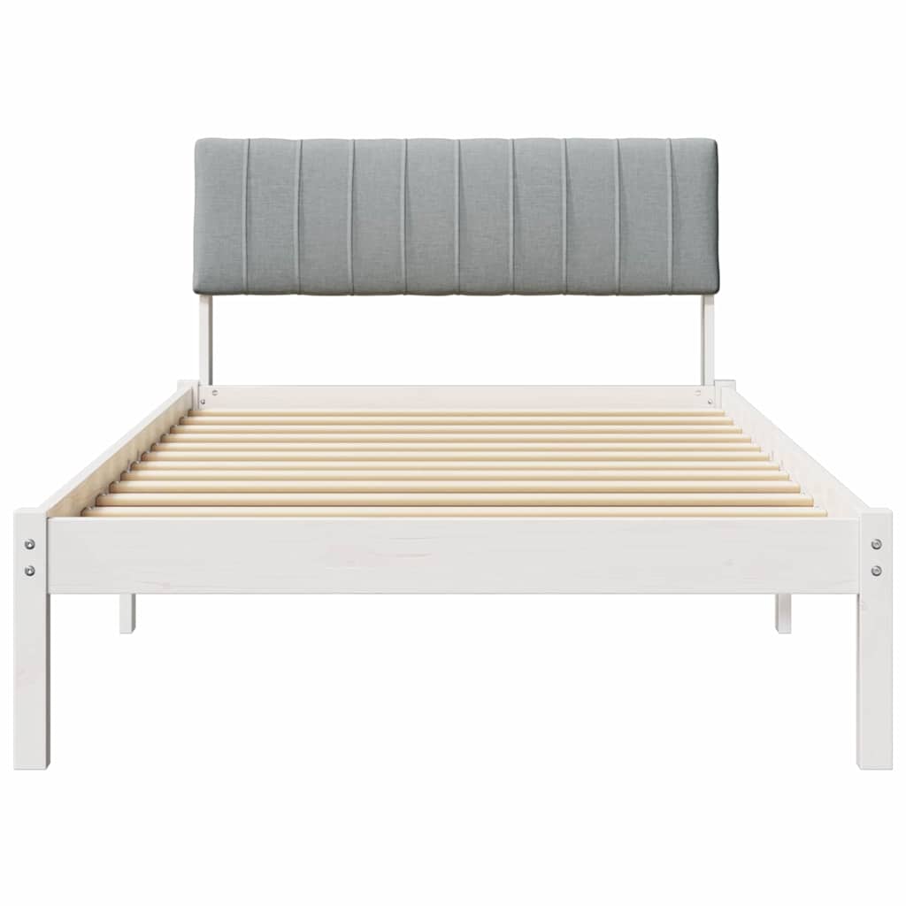 Bed frame White and light grey 100 x 200 cm Solid pine wood