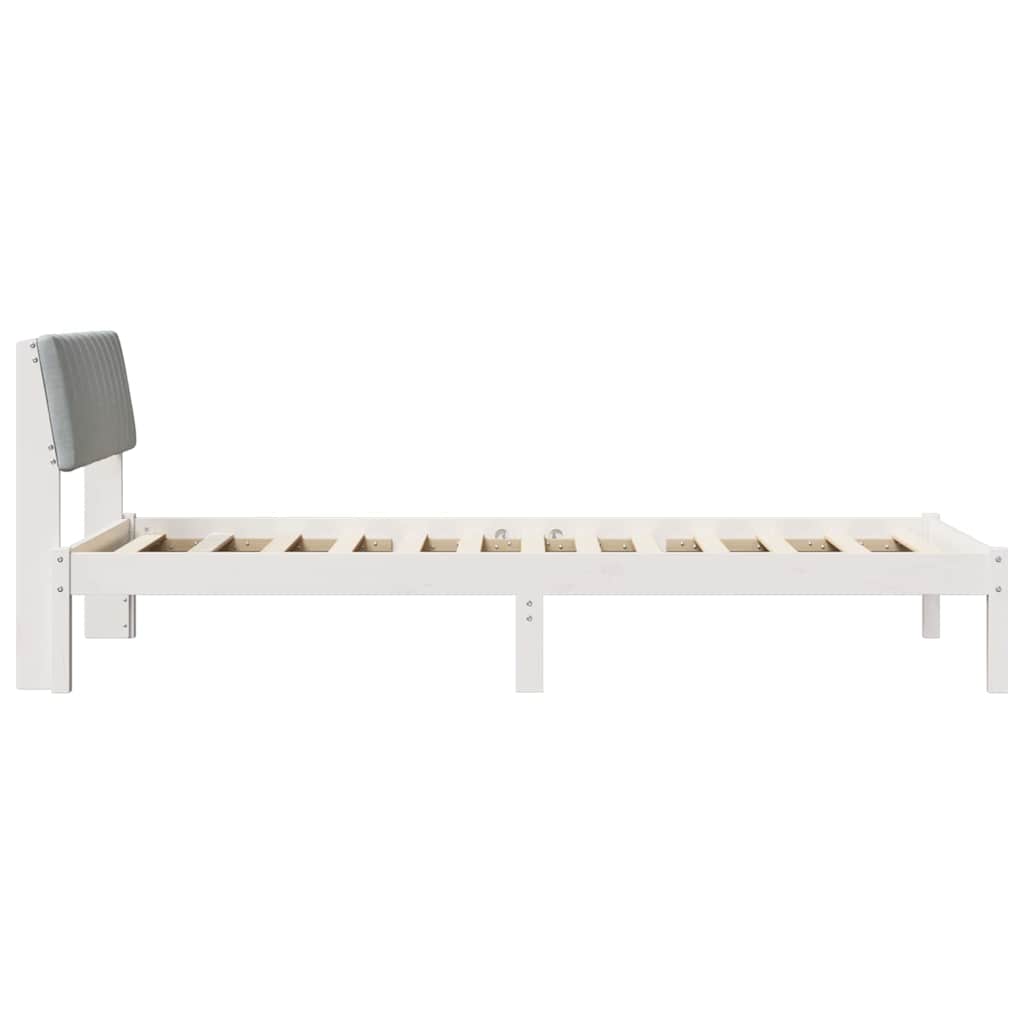 Bed frame White and light grey 100 x 200 cm Solid pine wood