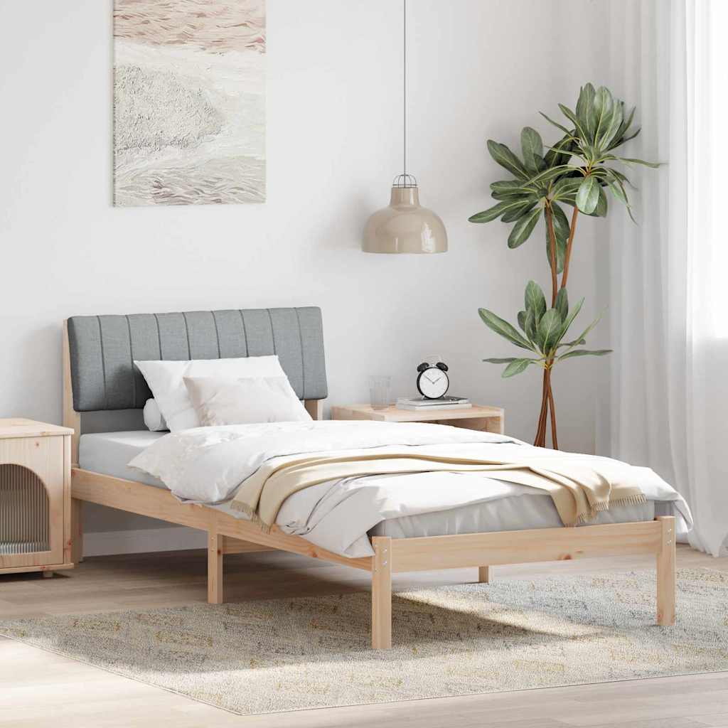 Bed frame Brown and light grey 90 x 200 cm Solid pine wood
