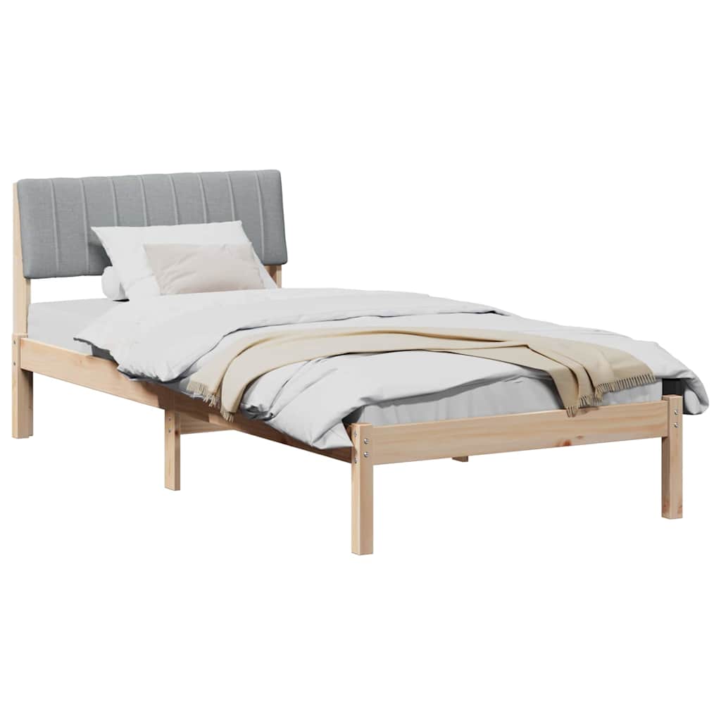 Bed frame Brown and light grey 90 x 200 cm Solid pine wood