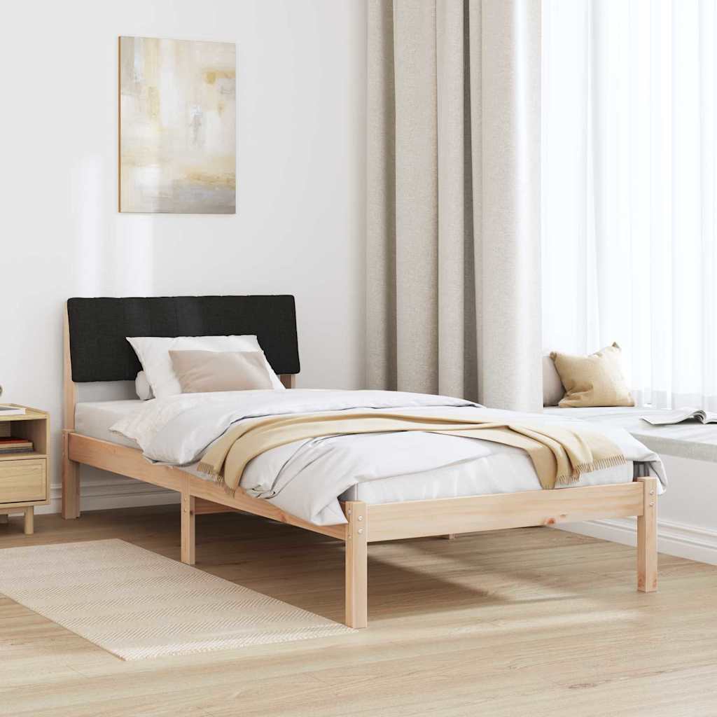 Bed frame Brown and black 90 x 200 cm Solid pine wood