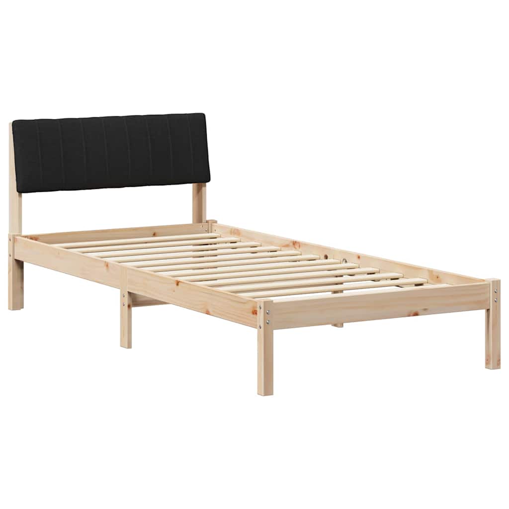 Bed frame Brown and black 90 x 200 cm Solid pine wood