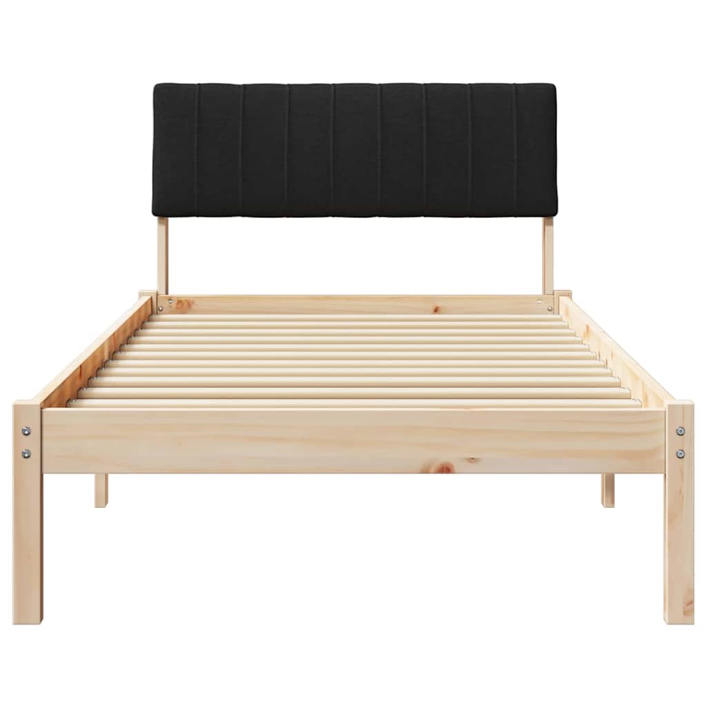 Bed frame Brown and black 90 x 200 cm Solid pine wood
