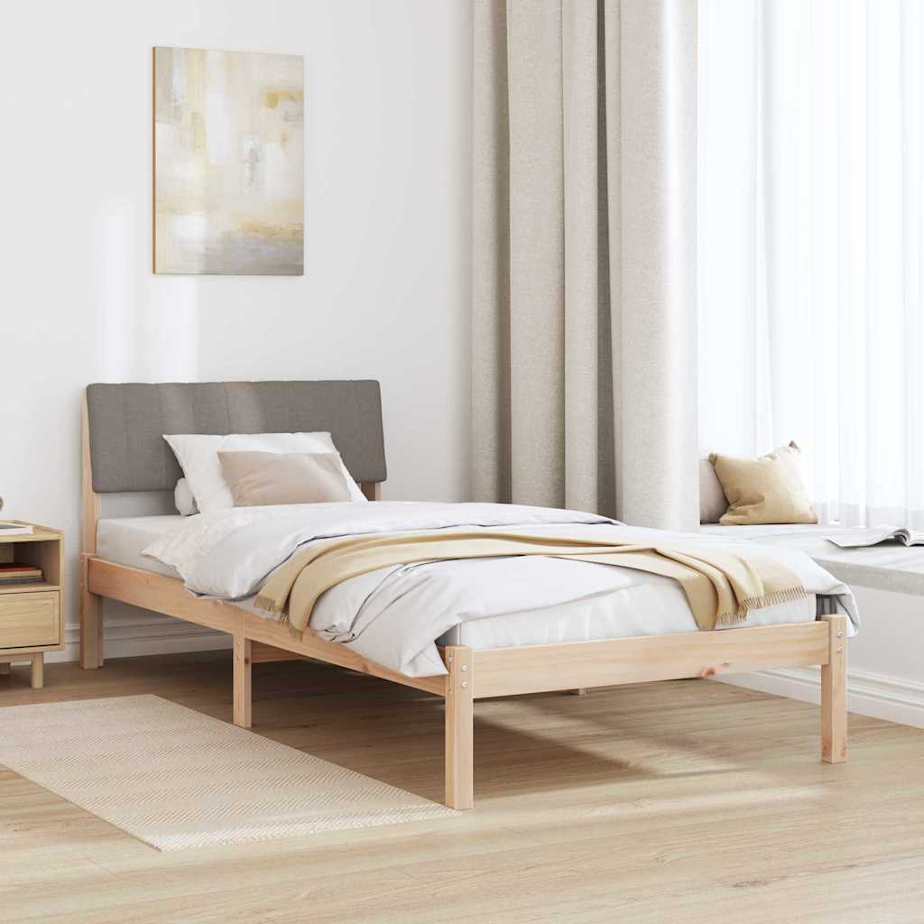 Bed frame Brown and taupe 90 x 200 cm Solid pine wood