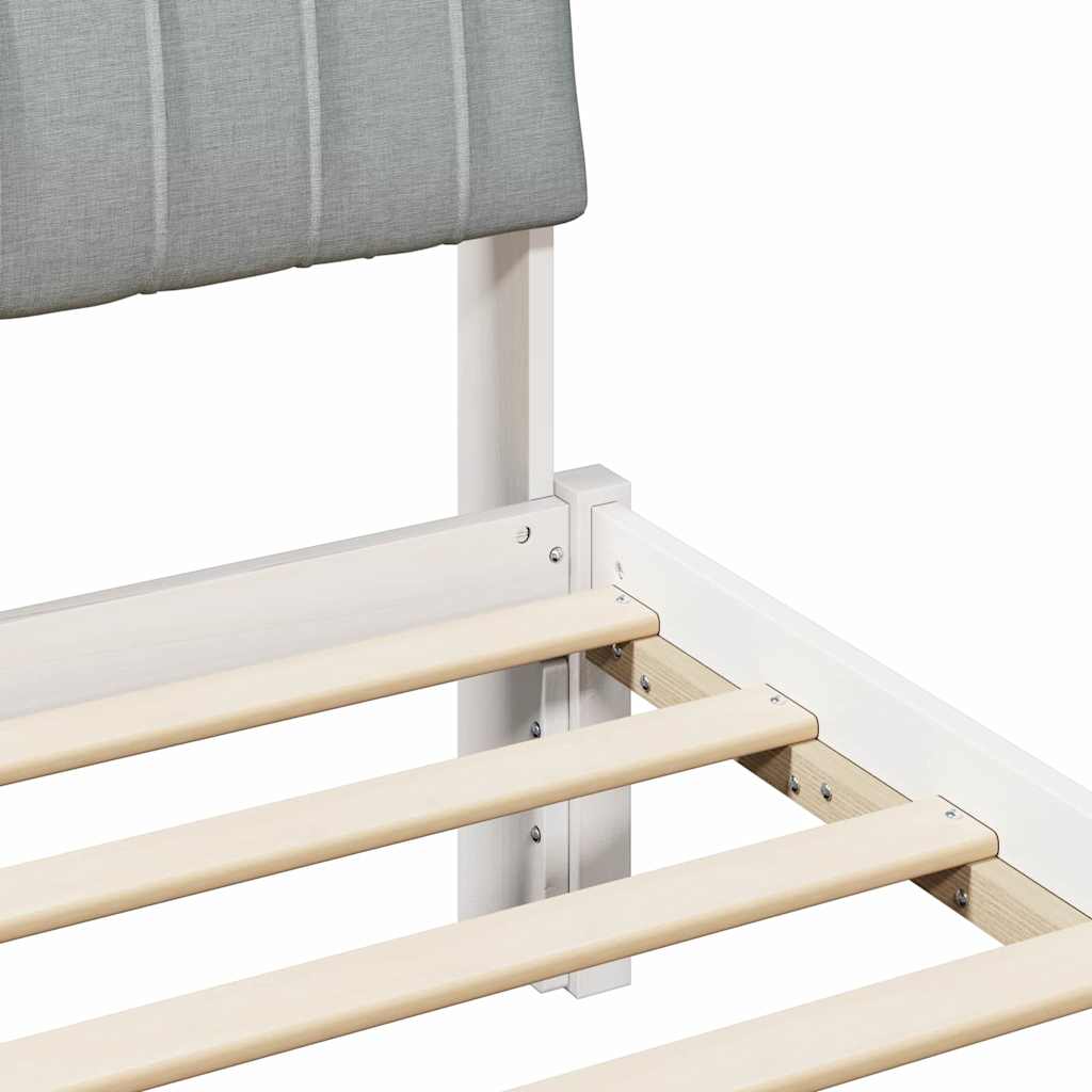 Bed frame White and light grey 90 x 200 cm Solid pine wood