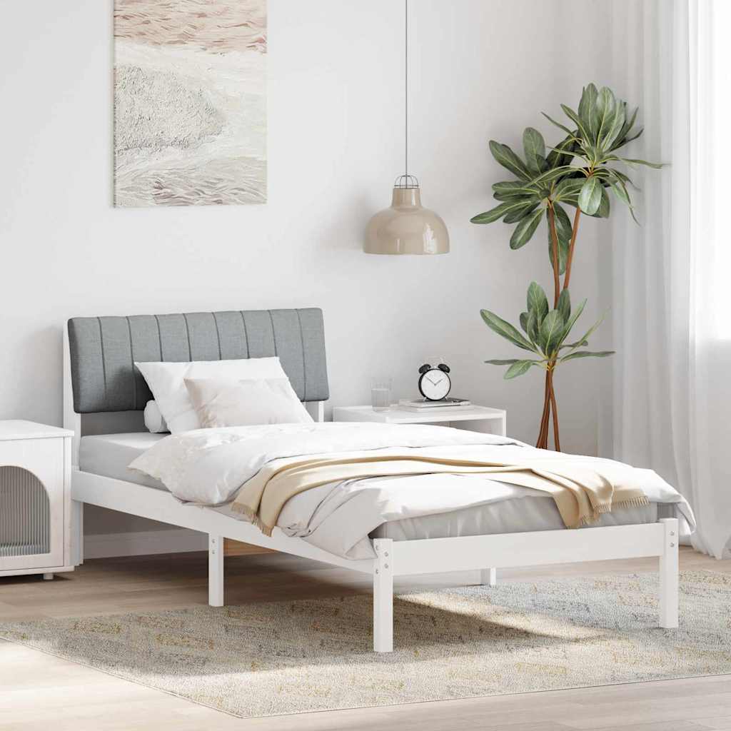 Bed frame White and light grey 90 x 200 cm Solid pine wood