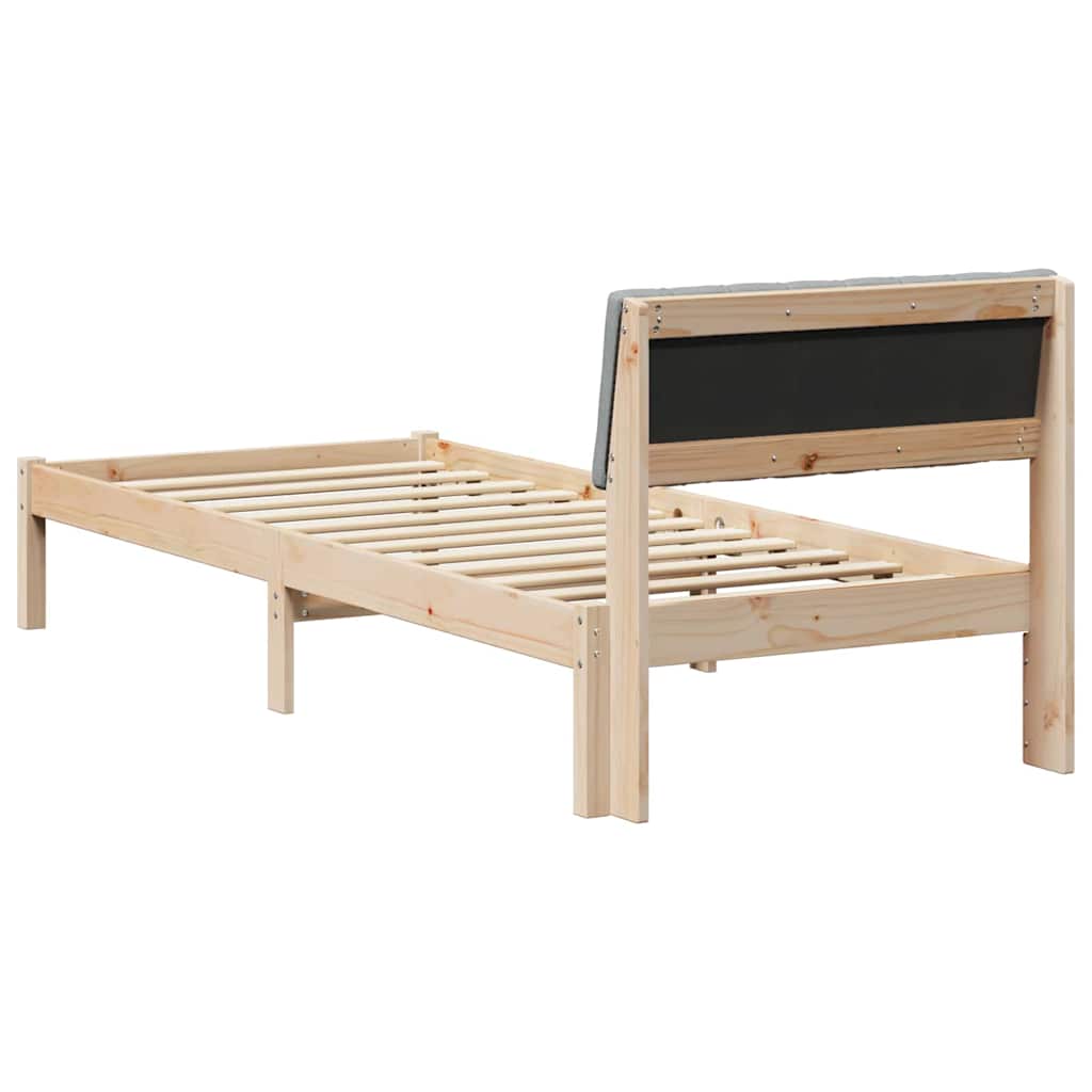 Bed frame Brown and light grey 80 x 200 cm Solid pine wood