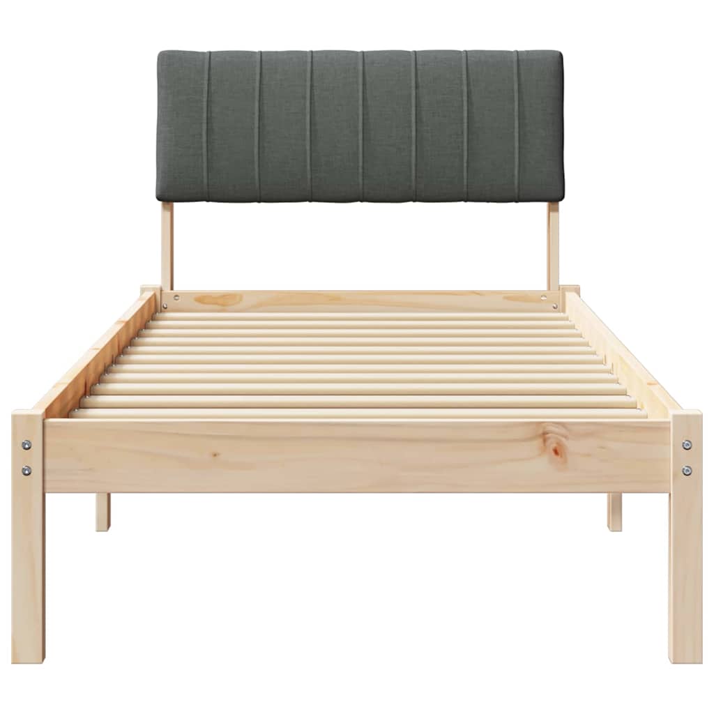 Bed frame Brown and dark grey 80 x 200 cm Solid pine wood