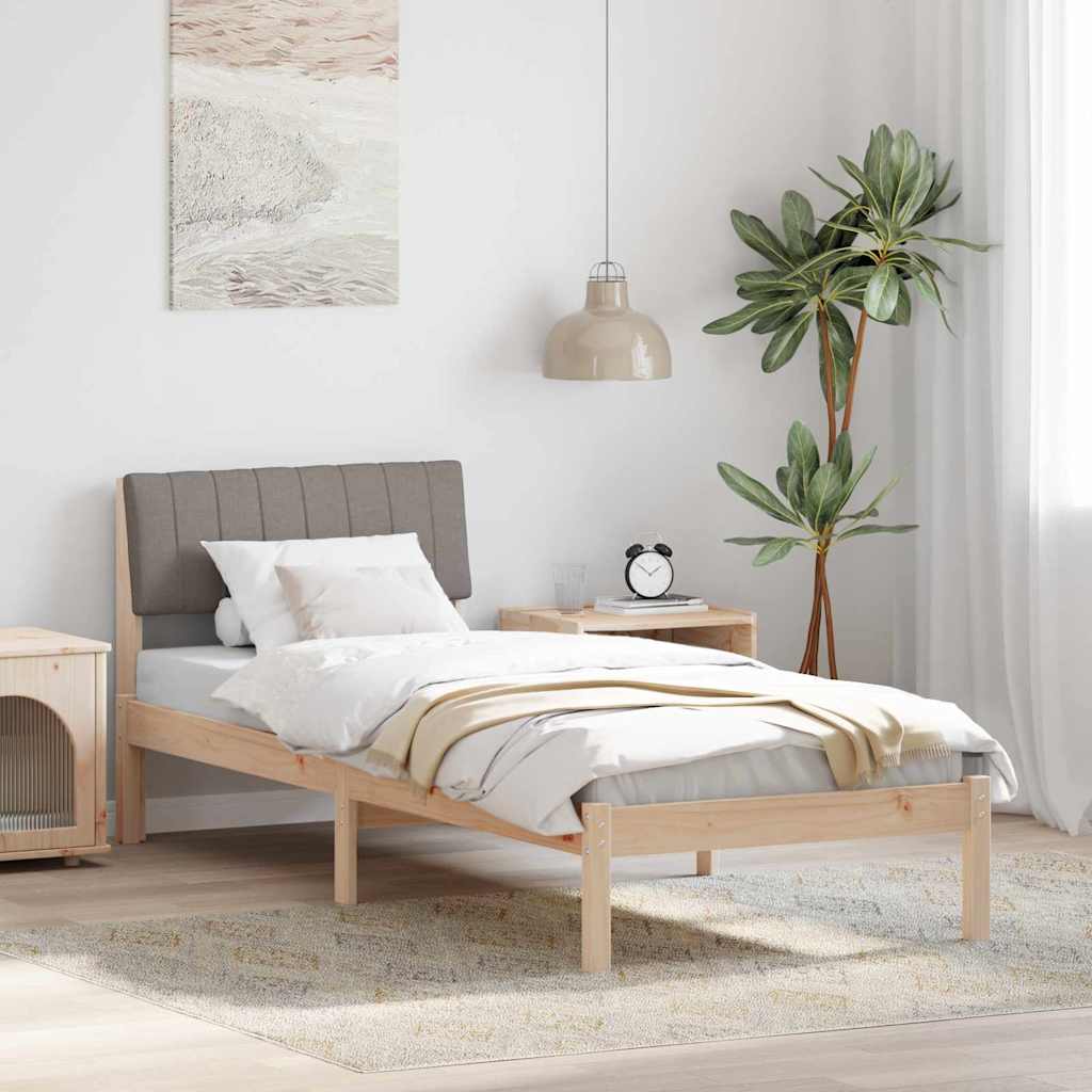 Bed frame Brown and taupe 80 x 200 cm Solid pine wood