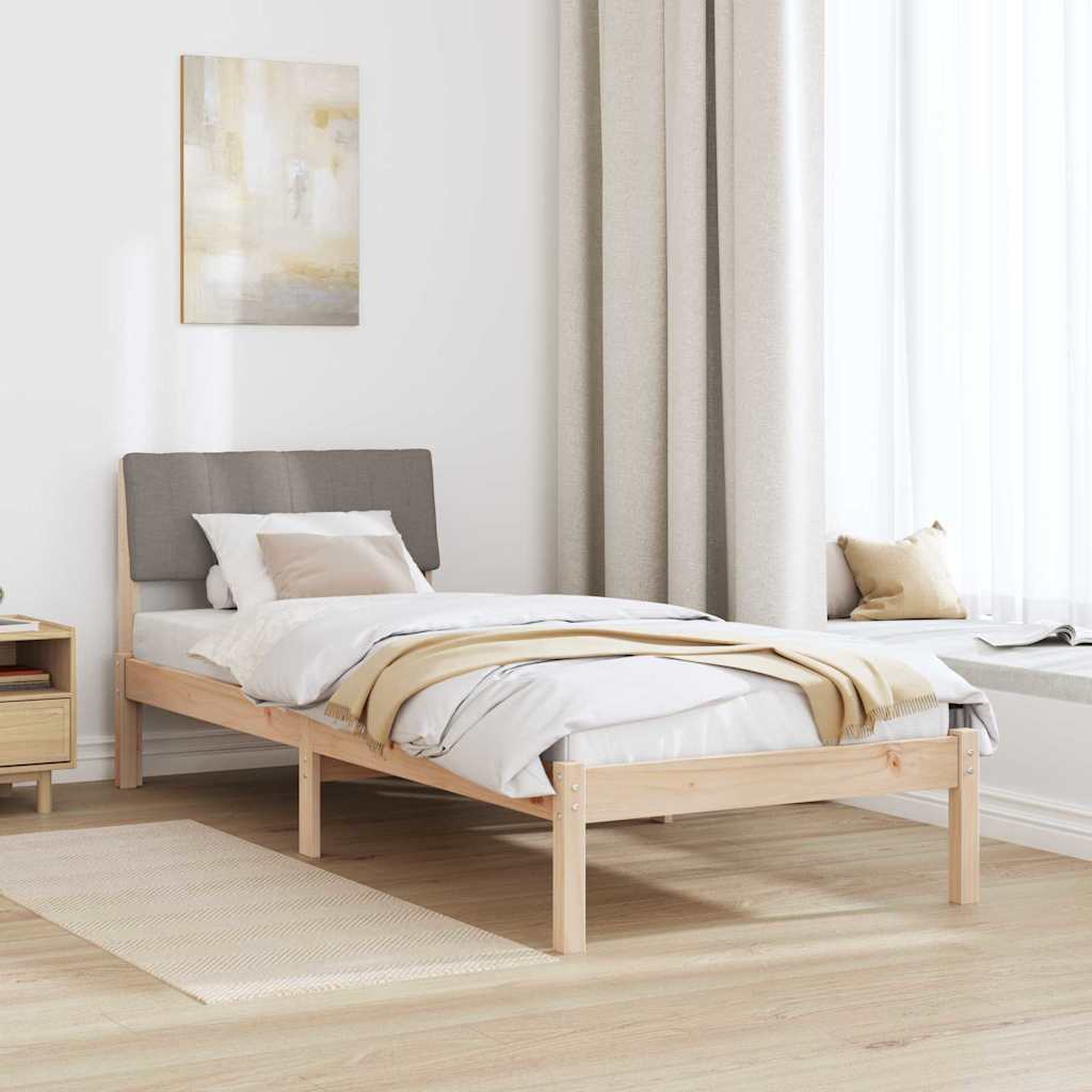 Bed frame Brown and taupe 80 x 200 cm Solid pine wood
