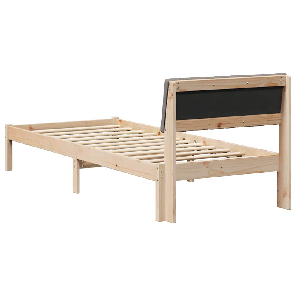 Bed frame Brown and taupe 80 x 200 cm Solid pine wood