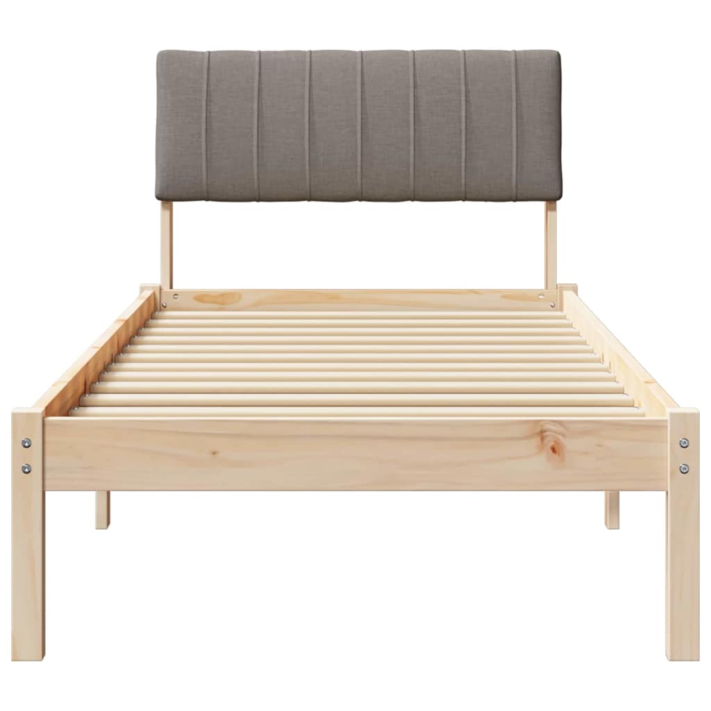 Bed frame Brown and taupe 80 x 200 cm Solid pine wood