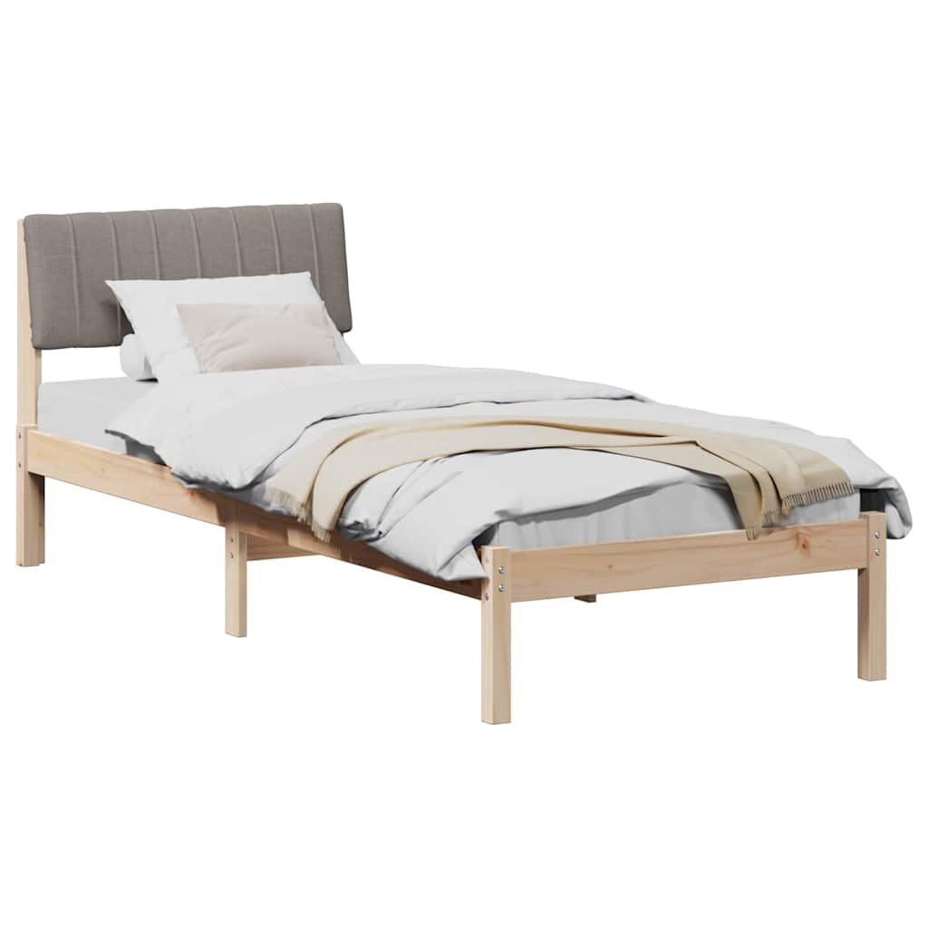 Bed frame Brown and taupe 80 x 200 cm Solid pine wood