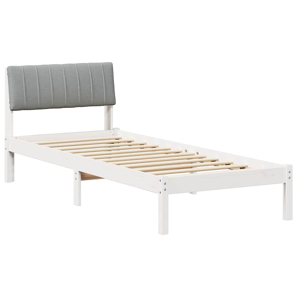 Bed frame White and light grey 80 x 200 cm Solid pine wood