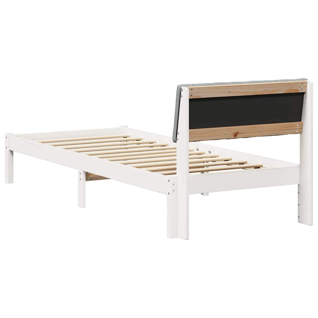Bed frame White and light grey 80 x 200 cm Solid pine wood