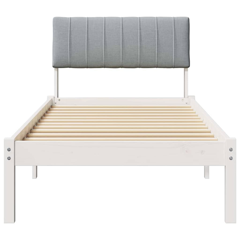 Bed frame White and light grey 80 x 200 cm Solid pine wood