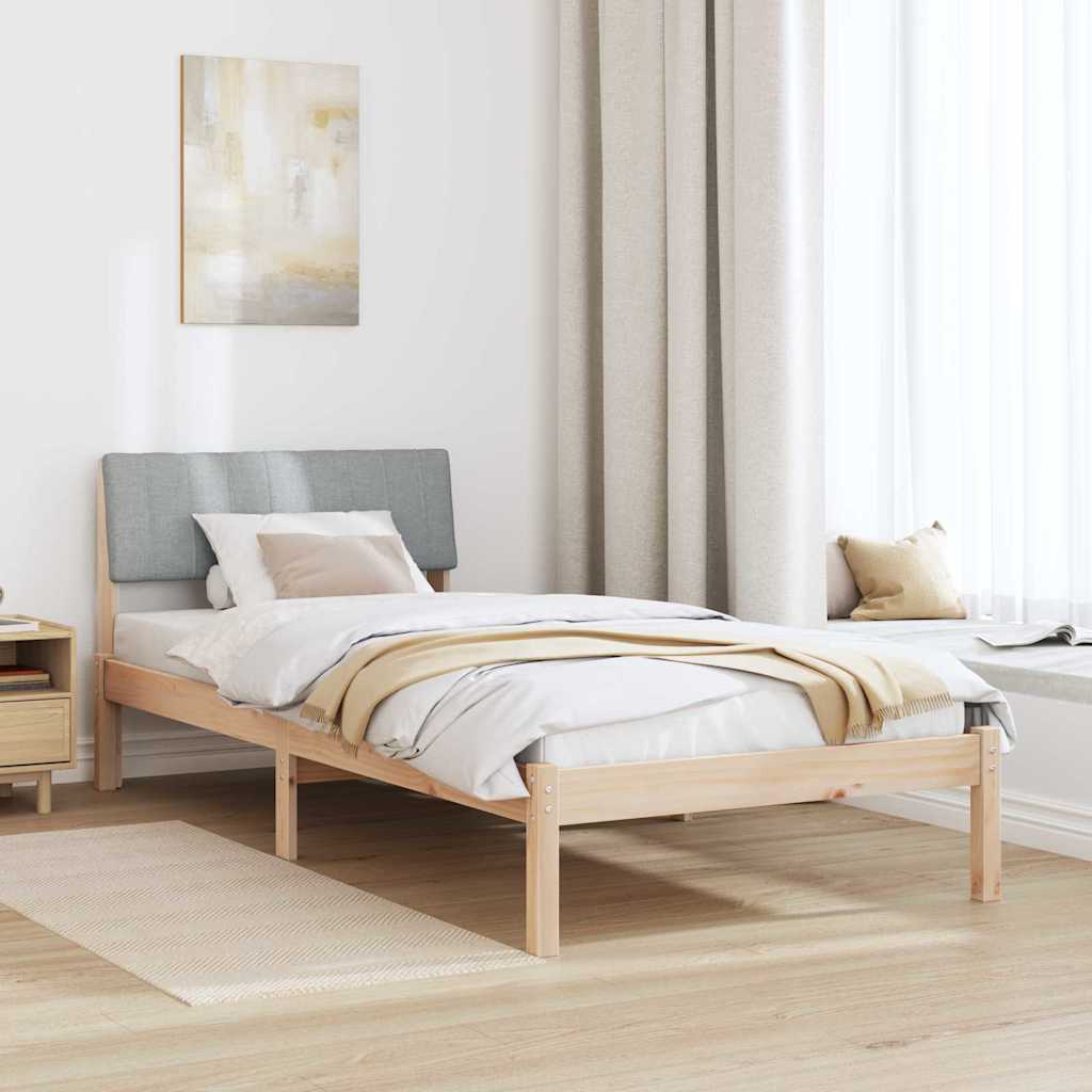 Bed frame Brown and light grey 90 x 190 cm Solid pine wood