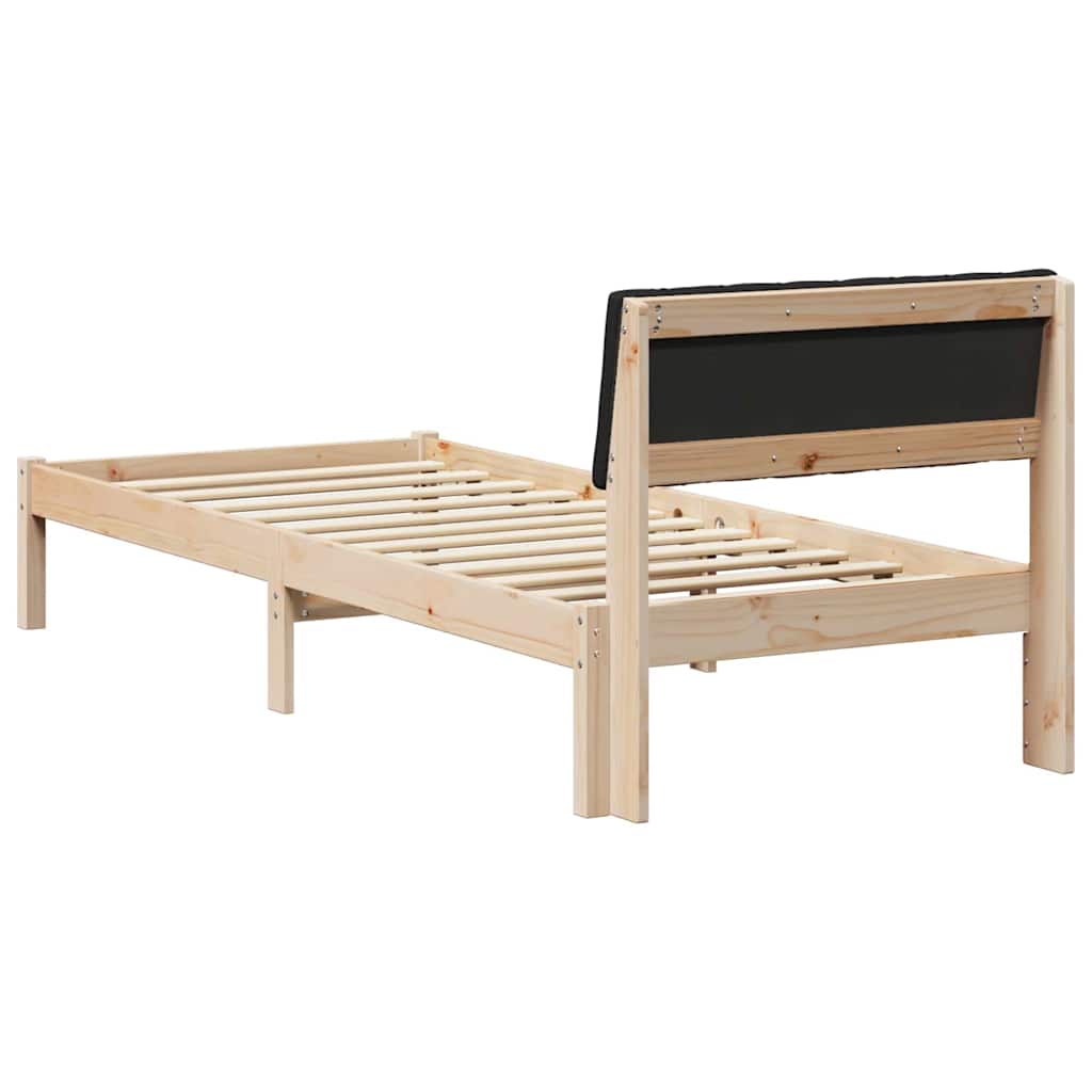 Bed frame Brown and black 90 x 190 cm Solid pine wood