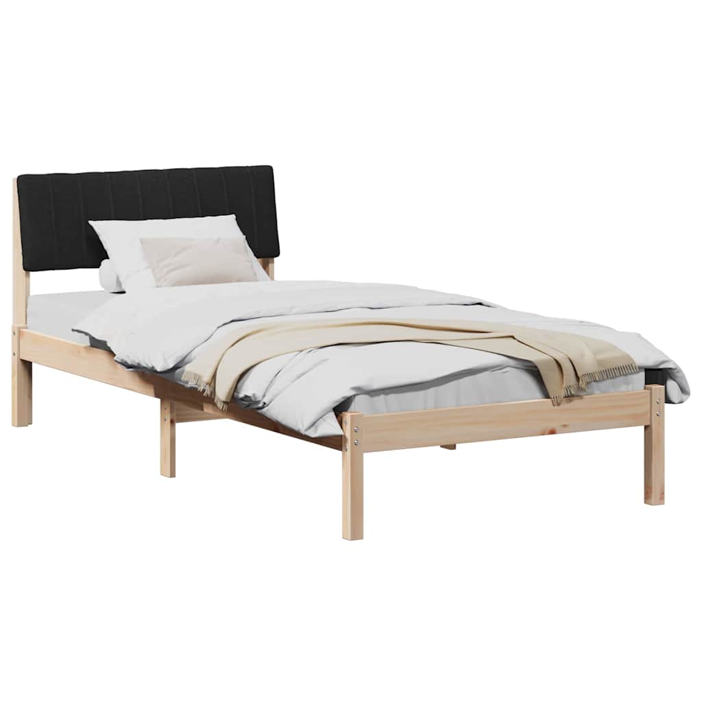 Bed frame Brown and black 90 x 190 cm Solid pine wood
