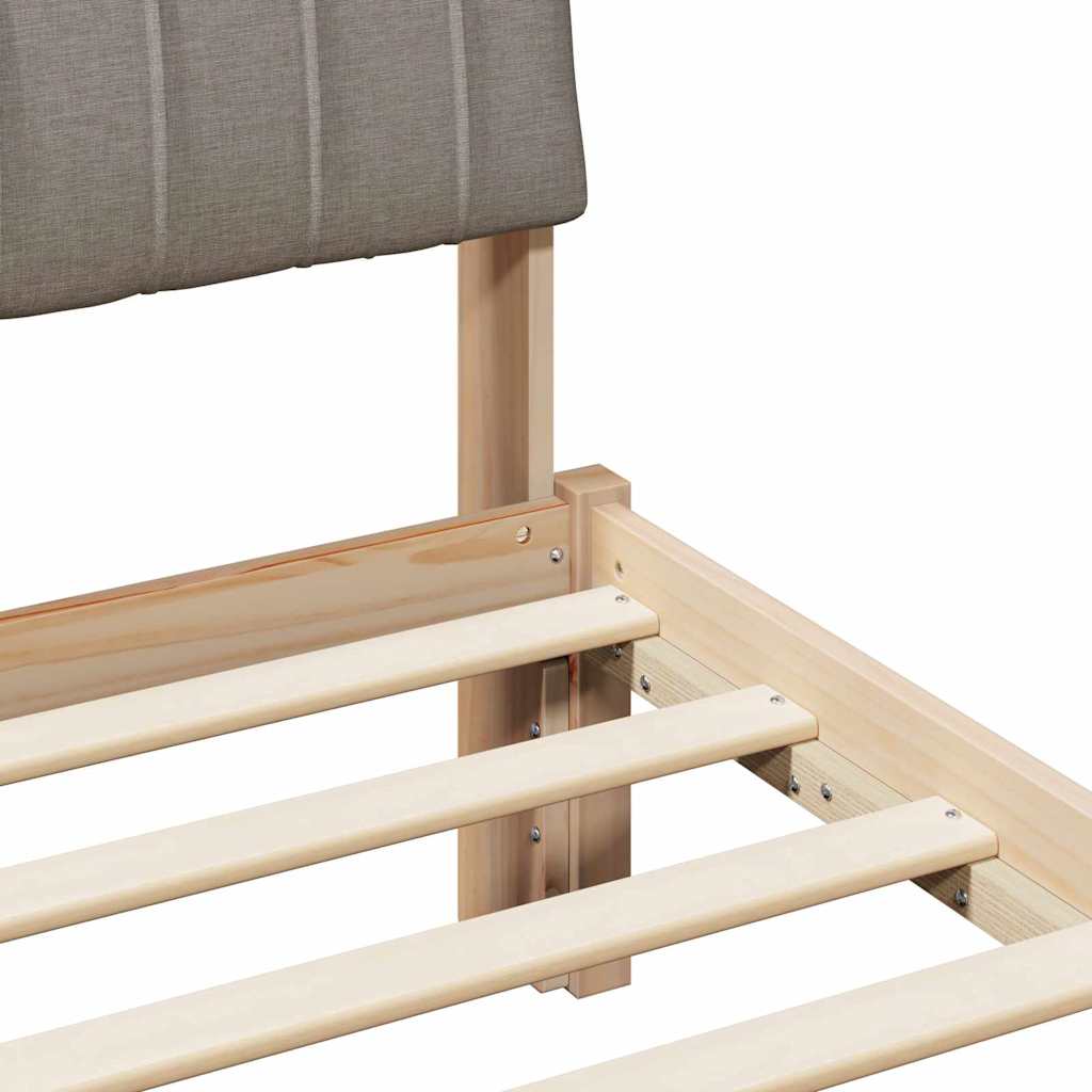 Bed frame Brown and taupe 90 x 190 cm Solid pine wood
