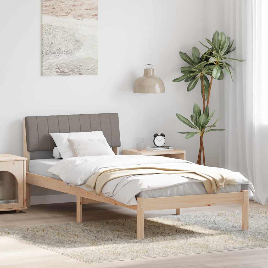 Bed frame Brown and taupe 90 x 190 cm Solid pine wood