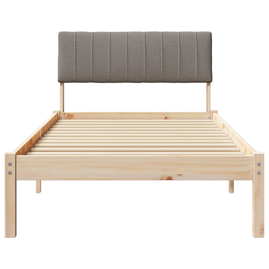 Bed frame Brown and taupe 90 x 190 cm Solid pine wood