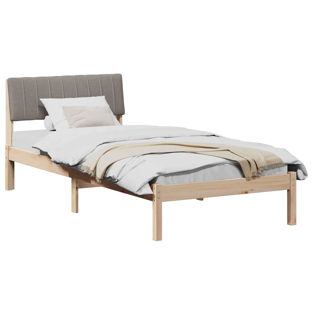 Bed frame Brown and taupe 90 x 190 cm Solid pine wood