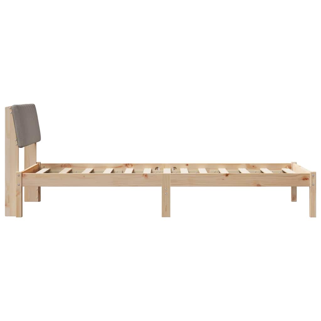 Bed frame Brown and taupe 90 x 190 cm Solid pine wood