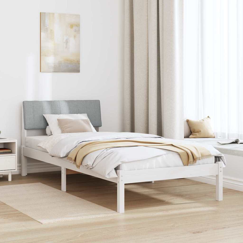 Bed frame White and light grey 90 x 190 cm Solid pine wood