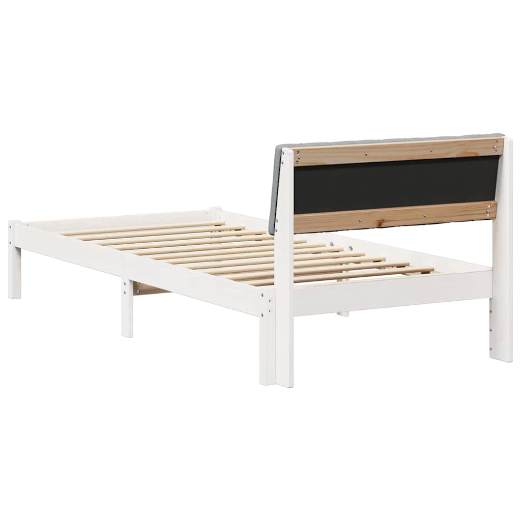 Bed frame White and light grey 90 x 190 cm Solid pine wood