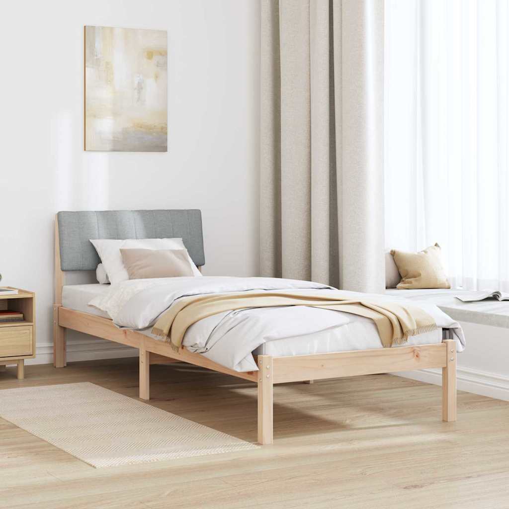 Bed frame Brown and light grey 75 x 190 cm Solid pine wood