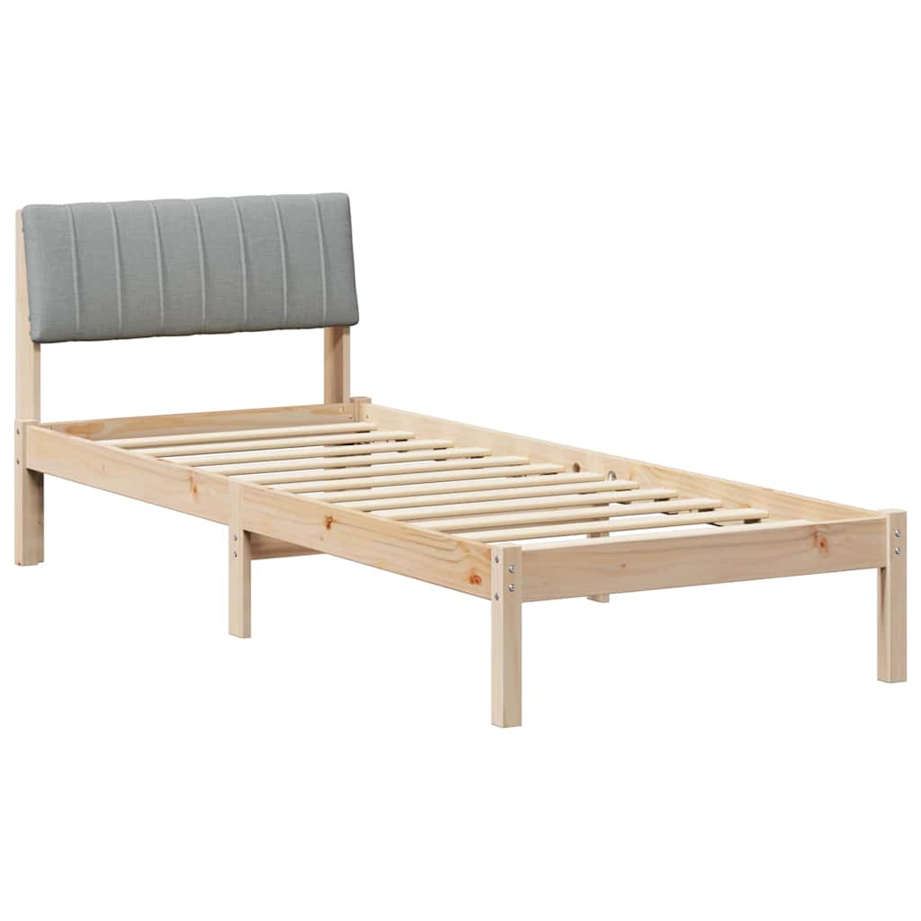 Bed frame Brown and light grey 75 x 190 cm Solid pine wood