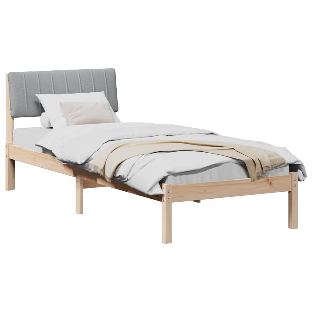 Bed frame Brown and light grey 75 x 190 cm Solid pine wood