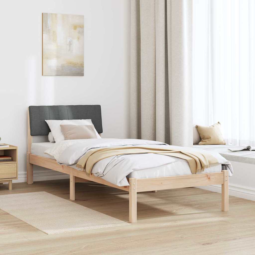 Bed frame Brown and dark grey 75 x 190 cm Solid pine wood