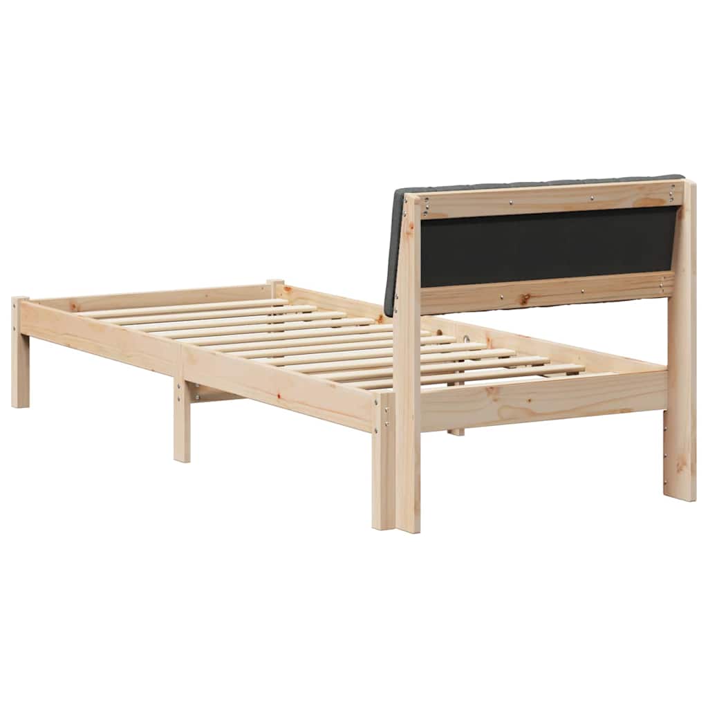 Bed frame Brown and dark grey 75 x 190 cm Solid pine wood