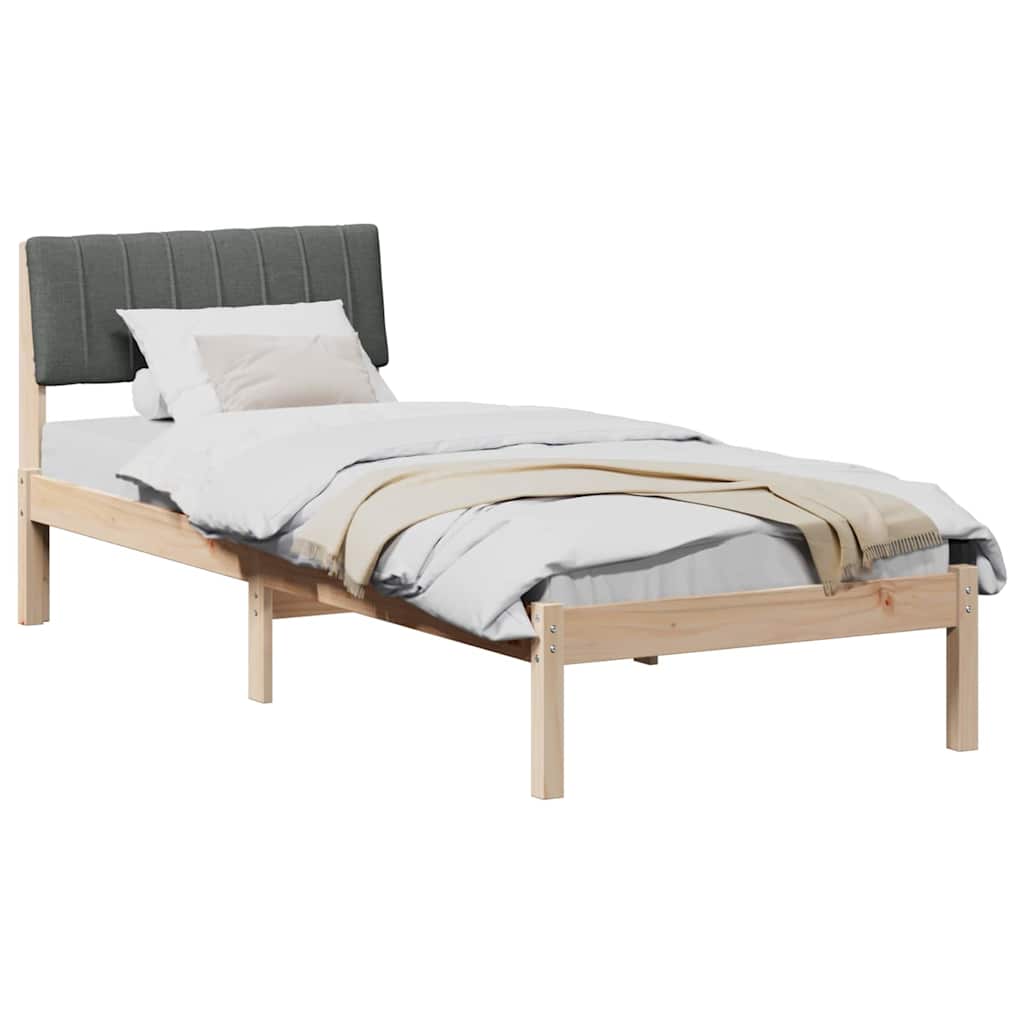 Bed frame Brown and dark grey 75 x 190 cm Solid pine wood