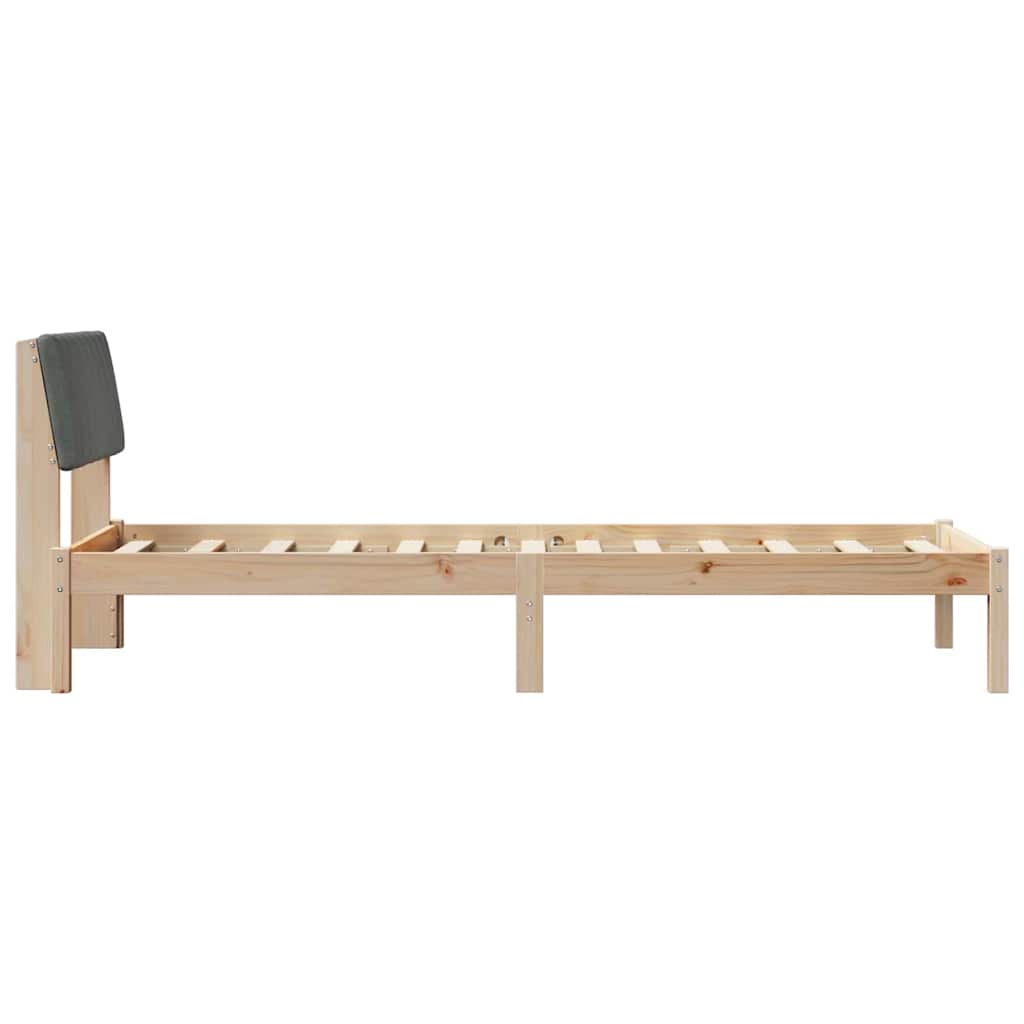 Bed frame Brown and dark grey 75 x 190 cm Solid pine wood