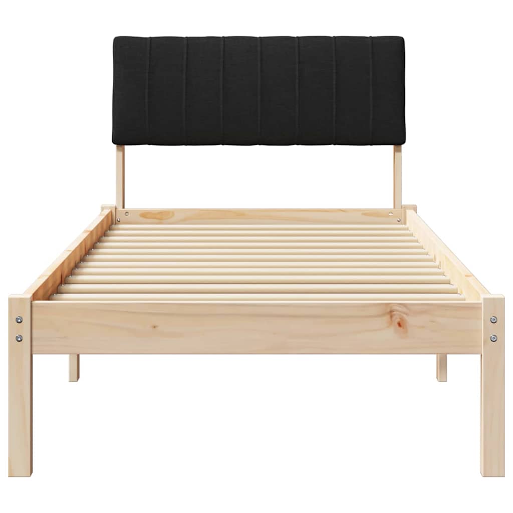 Bed frame Brown and black 75 x 190 cm Solid pine wood