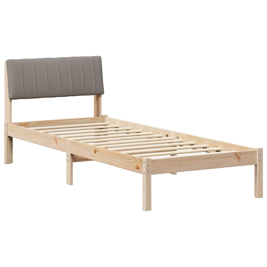 Bed frame Brown and taupe 75 x 190 cm Solid pine wood