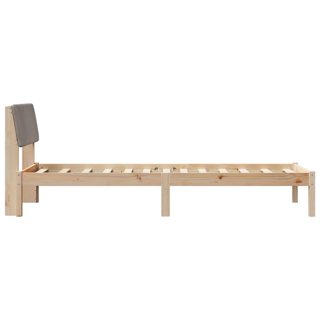 Bed frame Brown and taupe 75 x 190 cm Solid pine wood