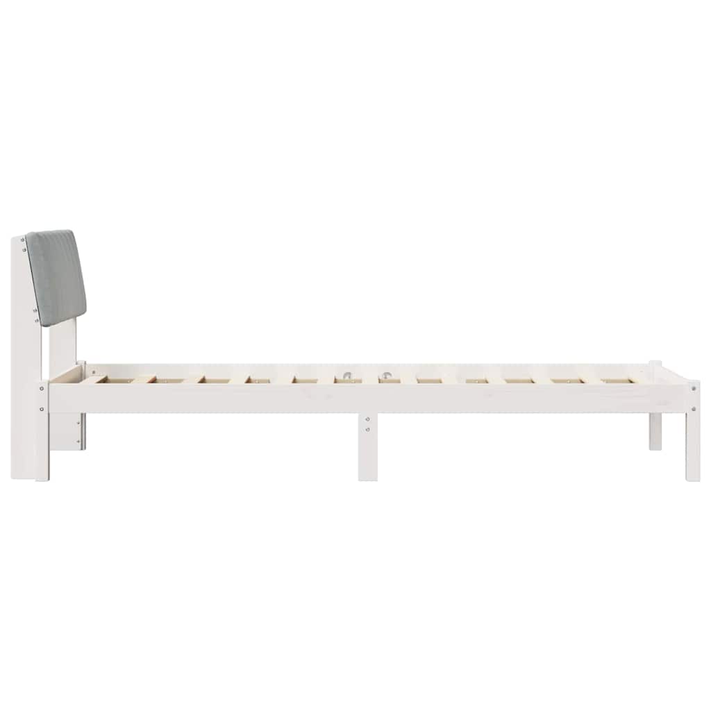 Bed frame White and light grey 75 x 190 cm Solid pine wood