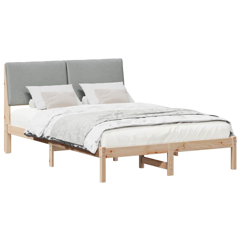 Bed frame Brown and light grey 140 x 200 cm Solid pine wood