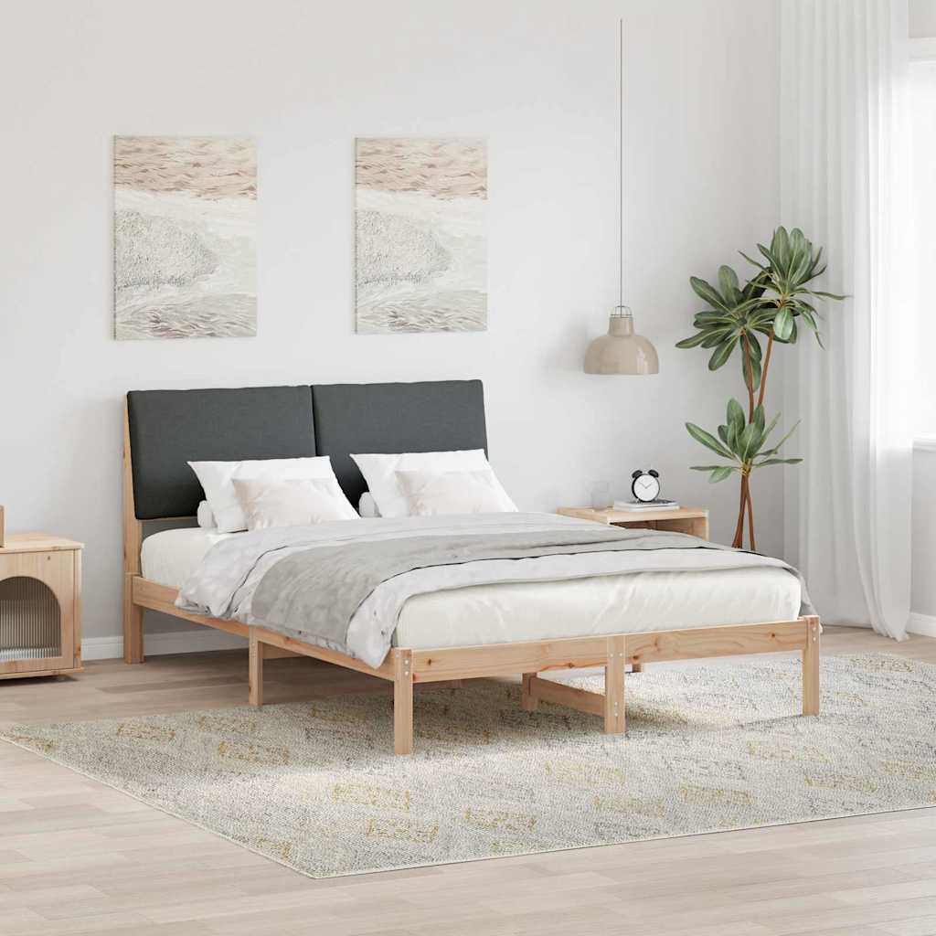Bed frame Brown and dark grey 140 x 200 cm Solid pine wood