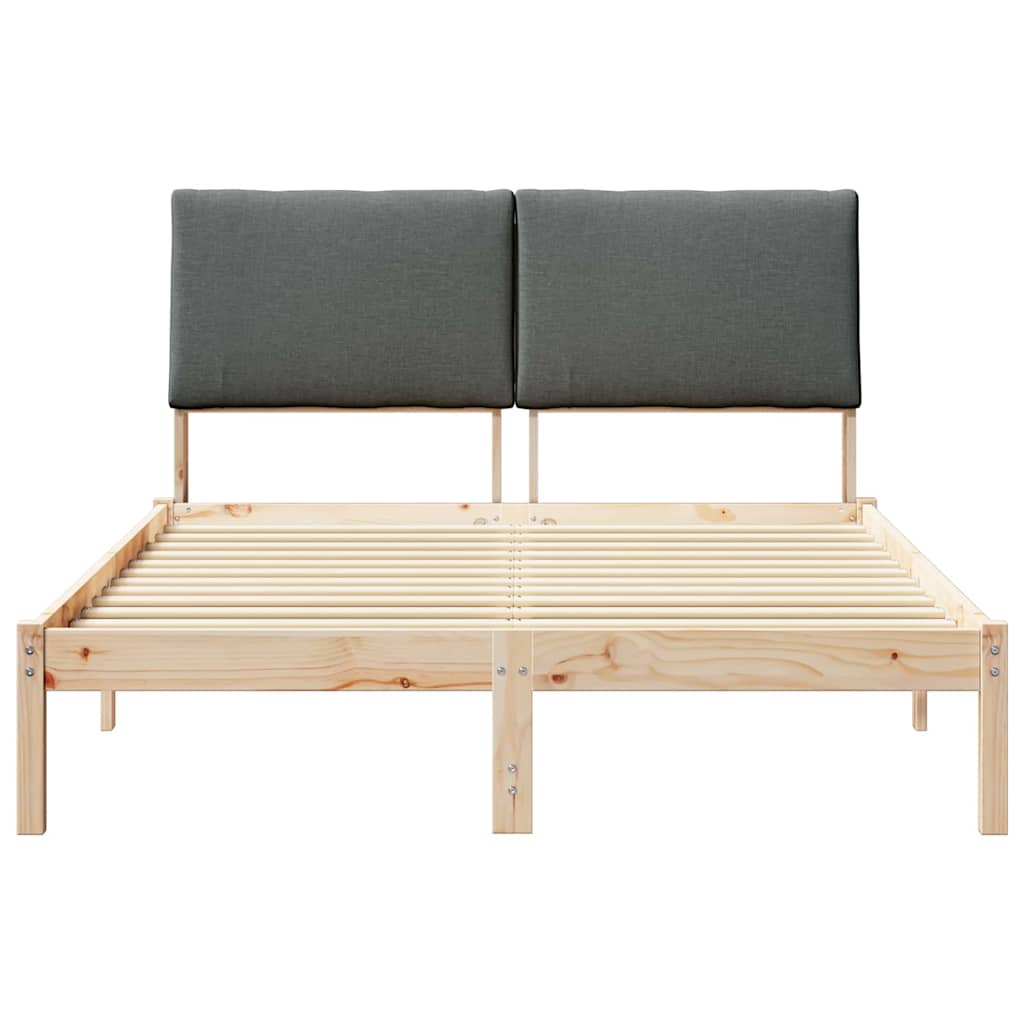 Bed frame Brown and dark grey 140 x 200 cm Solid pine wood